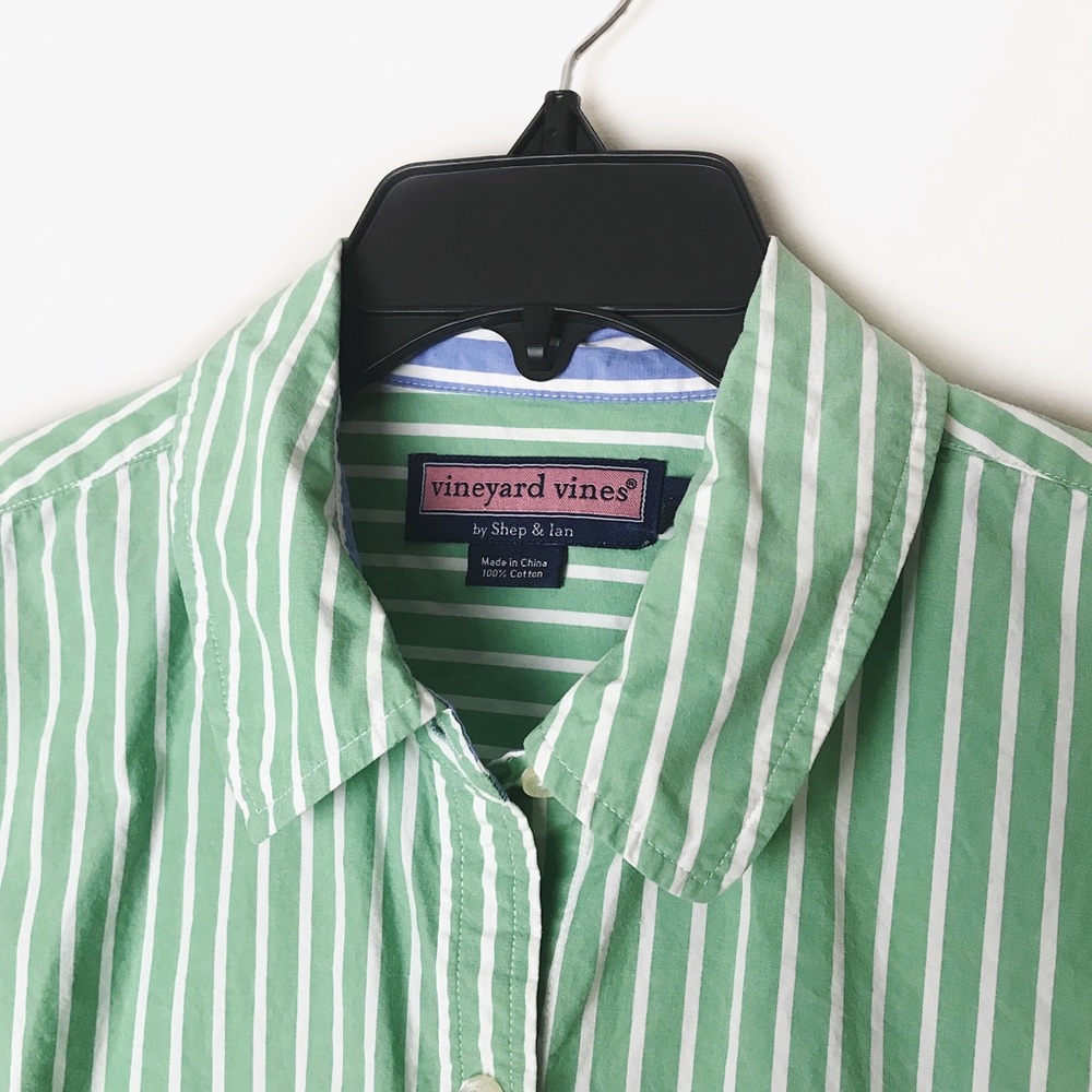 Vineyard Vines Green Striped Button-Down Shirt